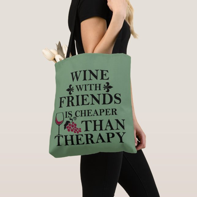 Bolso De Tela cita de vinos divertidos para los amigos (Detalle)