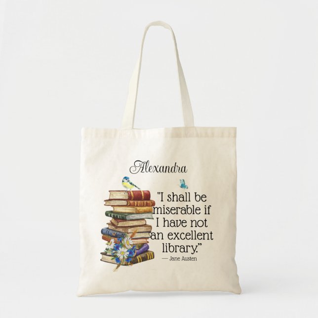 Bolso De Tela Cita del amante del libro literario Jane Austen (Frente)