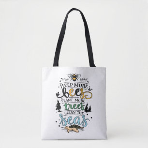 Bolso De Tela Cita del día de la Tierra ayuda a las abejas plant