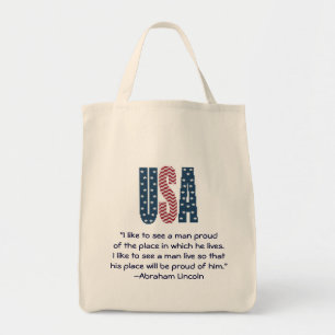 Bolso De Tela Cita del orgullo nacional de Abraham Lincoln