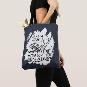 Bolso De Tela Cita divertida de gato con salpicadura blanca