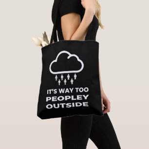 Bolso De Tela Cita Divertida de Introvertido Hay Demasiada Gente