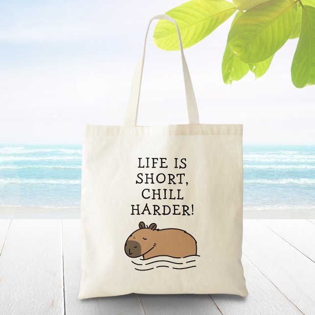 Bolso De Tela Cita divertida de natación suave Capybara Personal (Life is short, chill harder!)