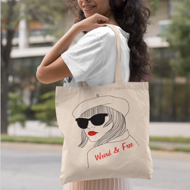 Bolso De Tela Cita femenina feminista roja y lineal negra (Subido por el creador)