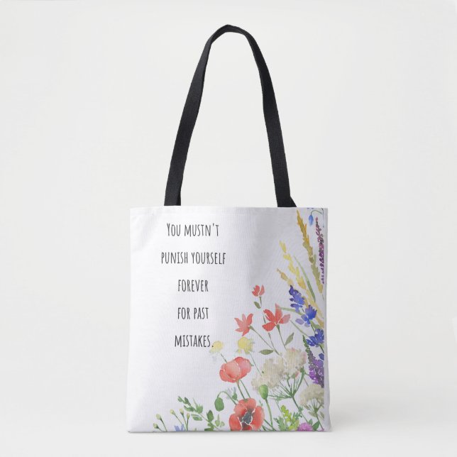 Bolso De Tela Cita floral de autocompasión (Anverso)