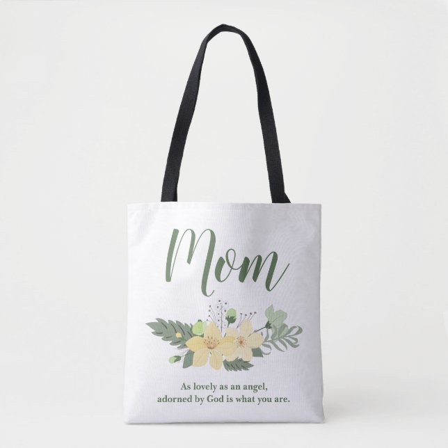 Bolso De Tela Cita floral de belleza de mamá (Anverso)