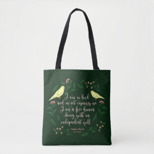 Bolso De Tela Cita floral verde de Charlotte Bronte Jane Eyre