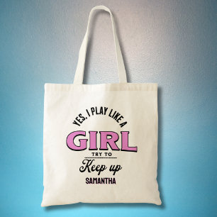 Bolso De Tela Cita graciosa de "Jugar como un Chica" de Deportes