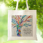 Bolso De Tela Cita inspiradora<br><div class="desc">Esta exclusiva bolsa de té está decorada con un colorido diseño de árbol de mosaicos. Añade tu cita elegida para personalizarla. Haga clic en Personalizar Más adelante para editar el tipo de letra,  el tamaño de la fuente y el color de la fuente. Original Mosaico © Michele Davies.</div>