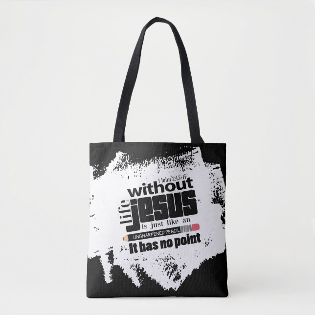 Bolso De Tela Cita Inspiradora cristiana negra de moda (Anverso)