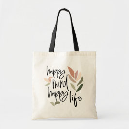 Bolso De Tela Cita inspiradora de Happy Mind Happy Life
