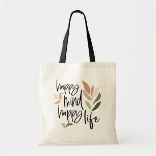 Bolso De Tela Cita inspiradora de Happy Mind Happy Life