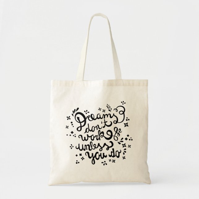 Bolso De Tela Cita inspiradora de motivación de los sueños (Frente)