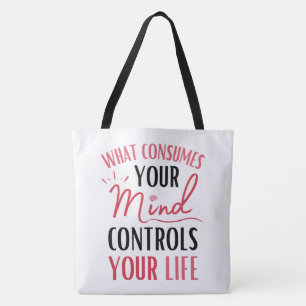 Bolso De Tela Cita inspiradora de pensamiento positivo rojo negr