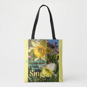 Bolso De Tela Cita inspiradora Flor floral Daffodil Spring