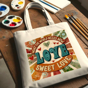 Bolso De Tela Cita inspiradora moderna de amor dulce retro