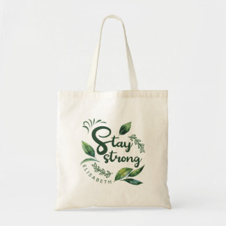 Bolso De Tela Cita Inspiradora Personalizada con Hojas Verdes