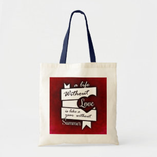 Bolso De Tela Cita inspiradora sobre el amor en un fondo rojo