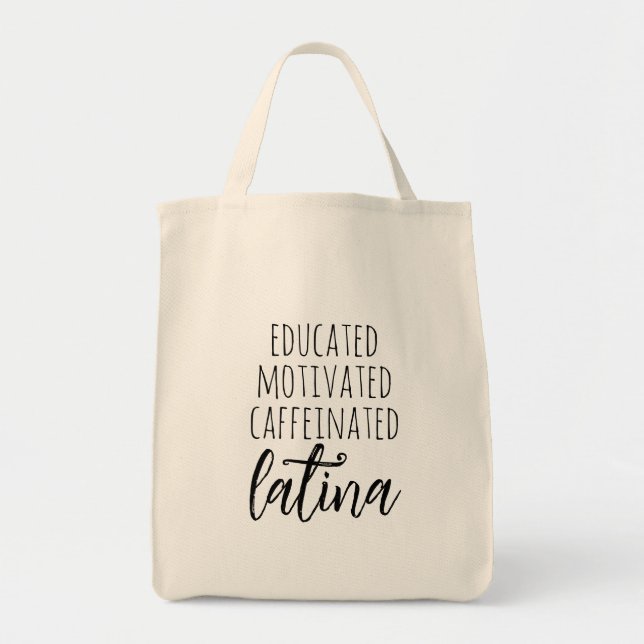 Bolso De Tela Cita latina cafeinada motivada educada (Frente)