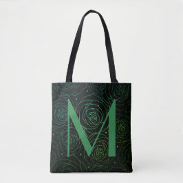 Bolso De Tela Cita Motivacional de Rosa Floral Oscura Monograma