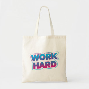 Bolso De Tela Cita Motivacional de Tipografía Trabaja Duro
