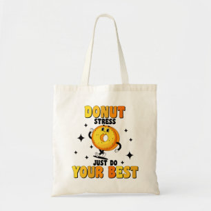Bolso De Tela Cita motivacional divertida de donut retro