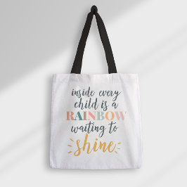 Bolso De Tela Cita motivacional infantil casera arcoiris