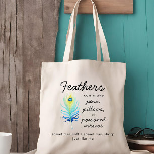 Bolso De Tela Cita Motivacional Sassy de Pluma de Pavo Real