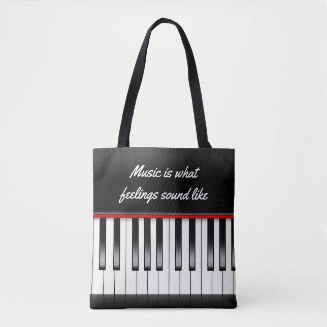 Bolso De Tela cita musical con teclado de piano (Anverso)