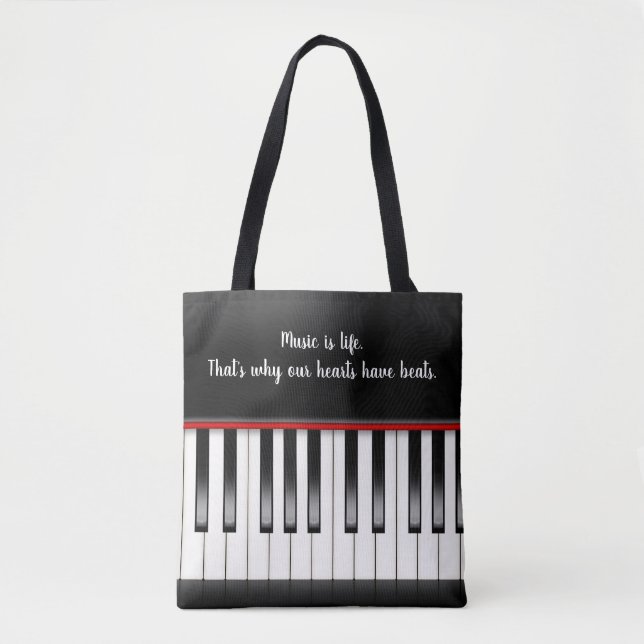 Bolso De Tela Cita musical en el teclado piano (Anverso)