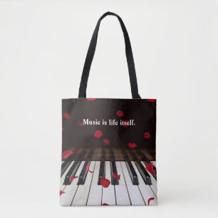 Bolso De Tela Cita musical sobre claves de piano
