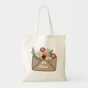 Bolso De Tela cita para ser amable en sobre de mensaje de flor