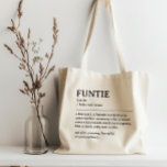 Bolso De Tela Cita personalizada de definición de funciones<br><div class="desc">Este diseño de citas de definición Funtie es la manera perfecta de celebrar el vínculo especial que tu hermana comparte con tu hijo como "Tía divertida". Este diseño es algo que no sólo alegra su vida sino que también captura la alegría y el amor únicos que trae a tu familia....</div>