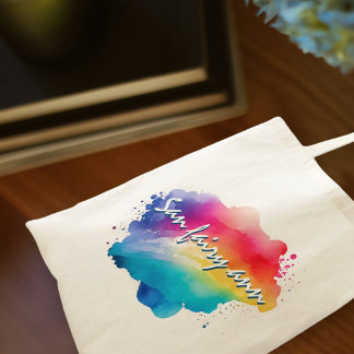 Bolso De Tela Cita positiva de acuarela colorida arcoíris