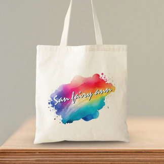 Bolso De Tela Cita positiva de acuarela colorida arcoíris