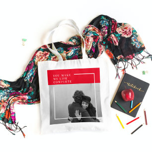 Bolso De Tela Cita romántica y foto Valentines Gift