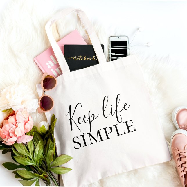 Bolso De Tela Cita simple para mantener la vida en negro moderna (Subido por el creador)