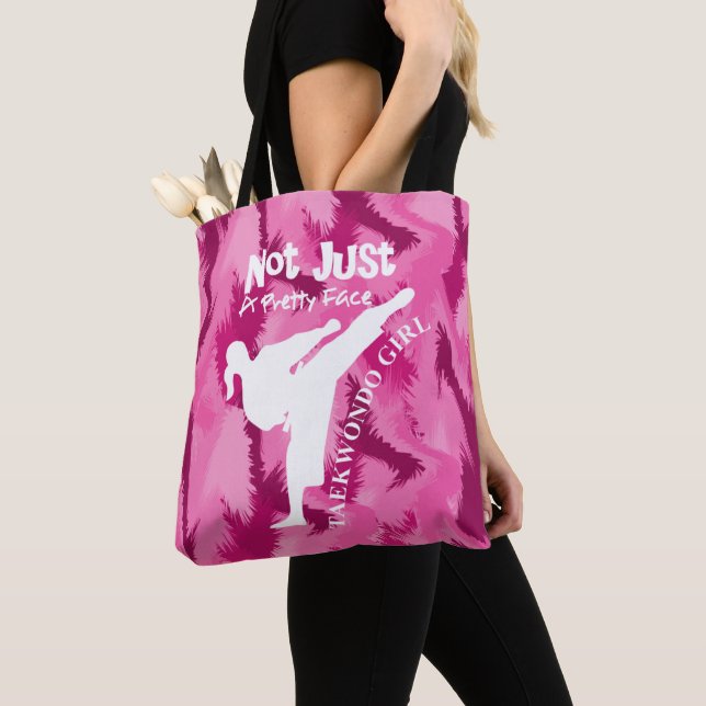 Bolso De Tela Cita Taekwondo Cute Pink White Girly (Detalle)