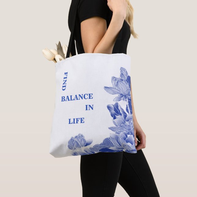 Bolso De Tela Cita Zen Blue & White Lotus Flower Mandala (Detalle)