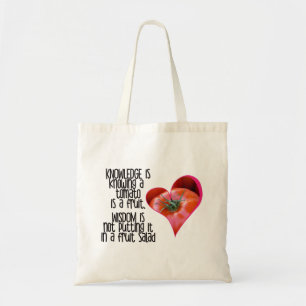 Bolso De Tela Citas de Chistes de tomate rojo en forma de coraz