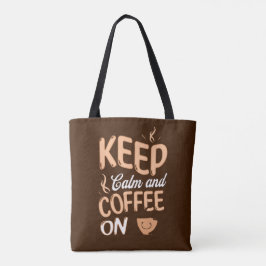 Bolso De Tela Citas divertidas mantienen la calma y el café en V