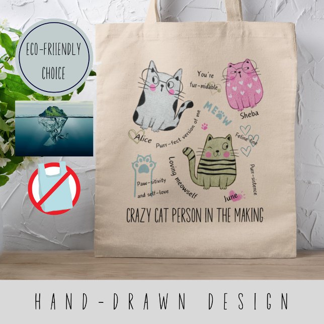 Bolso De Tela Citas motivacionales personalizadas con gatos lind (Subido por el creador)