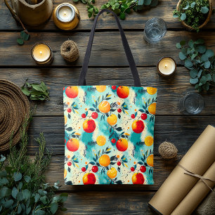 Bolso De Tela Cítrico Vibrante y Cereza - Iniciales Personalizad