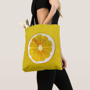 Bolso De Tela Cítricos de arte pop fruta de limón amarillo ori
