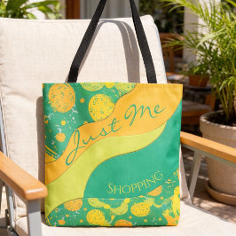 Bolso De Tela Citrus And Green Abstract Circles