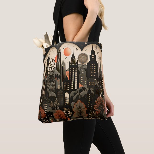Bolso De Tela Cityscape All Over Tote Bag (Detalle)