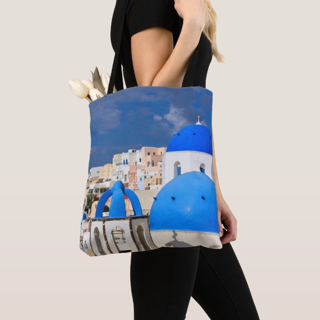 Bolso De Tela Cityscape de Santorini, Grecia (Detalle)