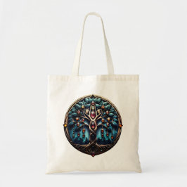 Bolso De Tela Ciudad a la sombra del lujoso árbol de la vida.