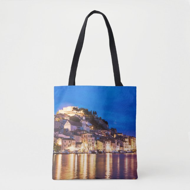 Bolso De Tela Ciudad croata de Sibenik de noche (Anverso)