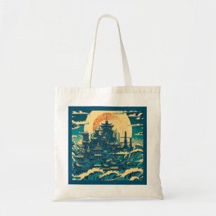 Bolso De Tela Ciudad de Atlantis 2 - Estilo Woodblock